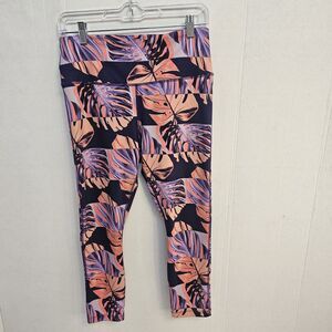 Nike Dri-Fit Womens Floral Print Cropped Leggings Sz Lg Performance Comfort W491